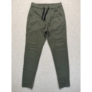 Zanerobe Olive Green Jogger Pants Mens Elastic Waist Zip Cargo Pocket Tapered L